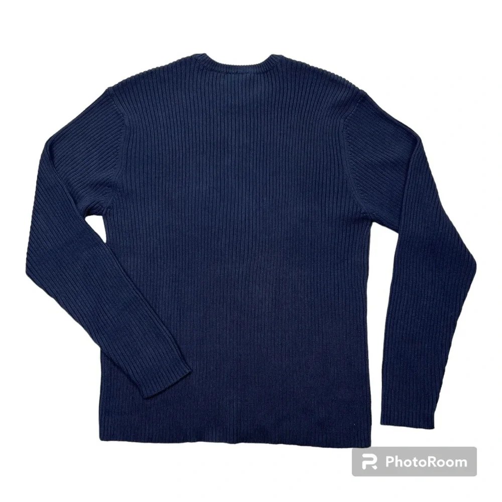 Aeropostale Men’s Vintage Y2K Slim Fit Navy Crème/Gray Stripe Pullover Sweater